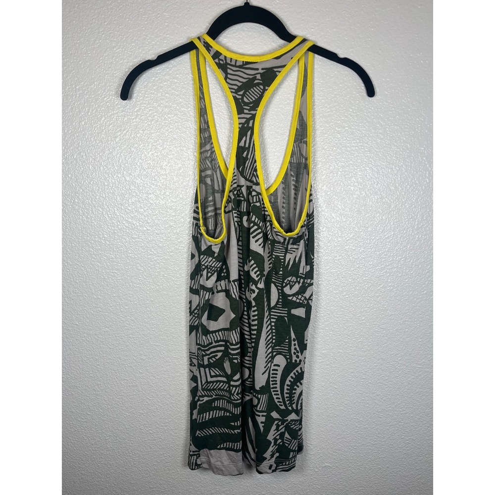 French Connection Denim Abstract Print Racerback Tank Top Green Yellow Medium - Picture 9 of 9